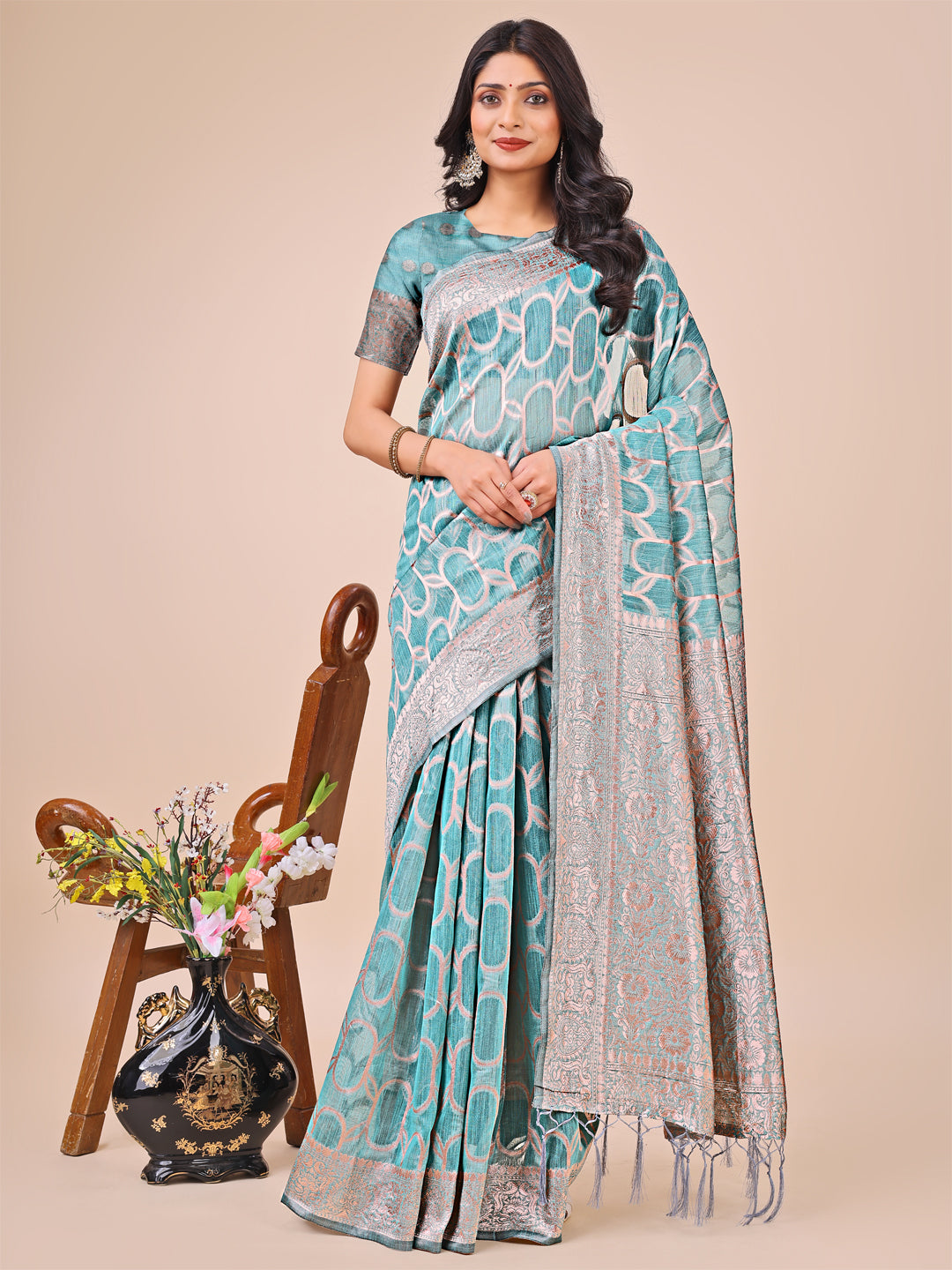 Saaz-e-Sukoon Linen Cotton Series Sarees Collection | Ready To Wear SKU - ASSUR1001 to 06