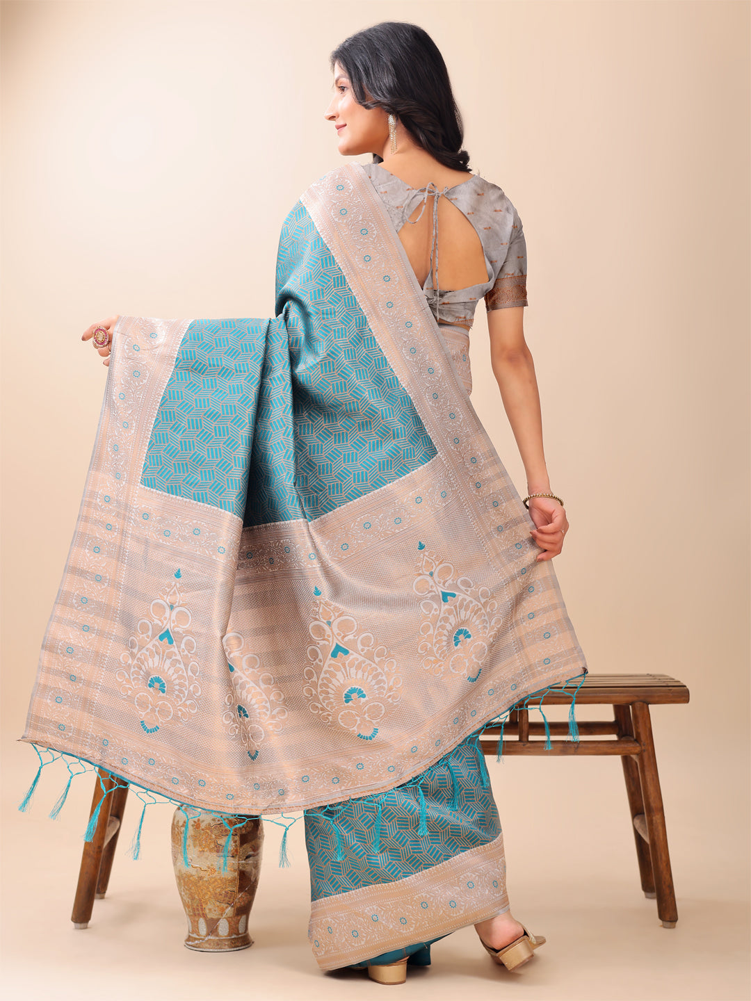 Palki Parampara Saree | Teal Color | Ready To Wear SKU-ASMIS1007