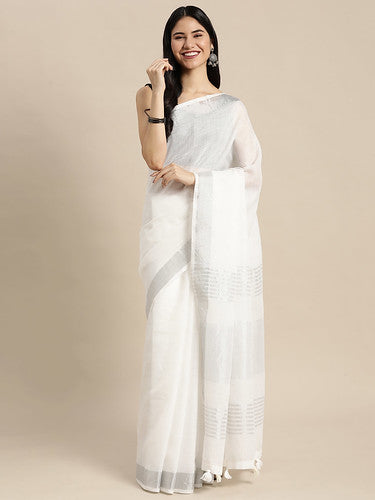 Chandni Chaadar Saree | White Color | Ready To Wear SKU-SUKRG1009
