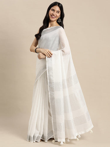 Chandni Chaadar Saree | White Color | Ready To Wear SKU-SUKRG1009