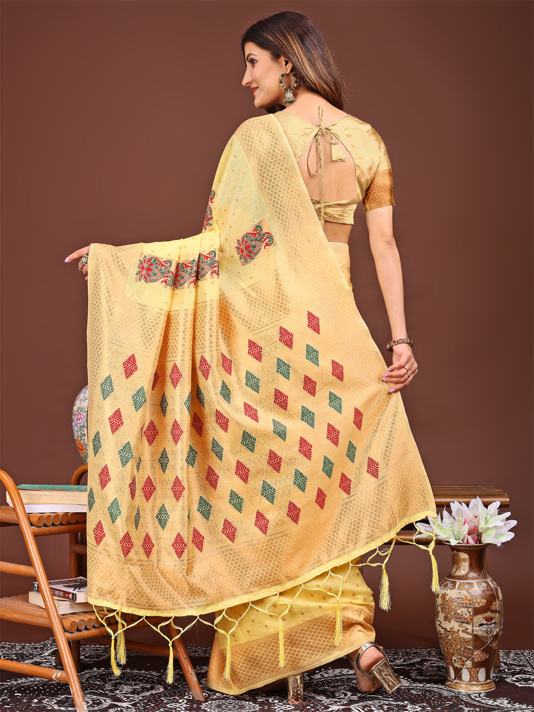Mehfil Manjari Saree | Yellow Color | Ready To Wear SKU-ASSAAN1003