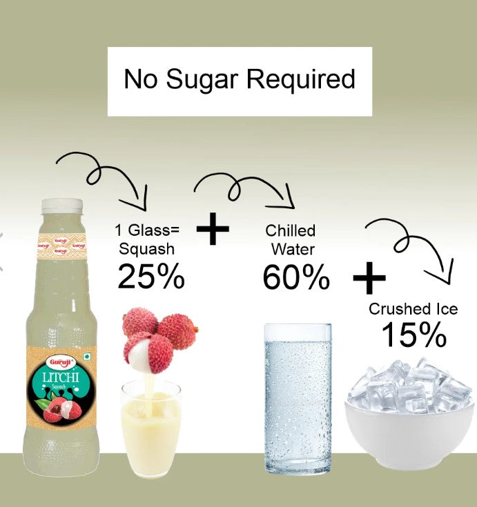 Shree Guruji Litchi Squash - 750 ml