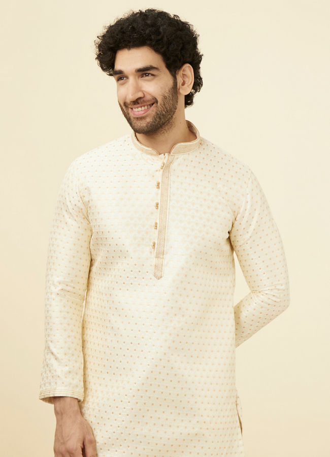 Manyawar Biscuit Jacquard Kurta Set - India shopping