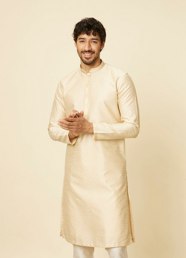 Manyawar Sand Beige Sequined Kurta Set - India shopping