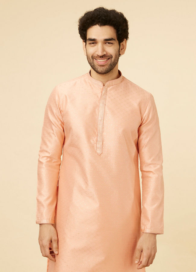 Manyawar Coral Pink Sitara Embellished Kurta Set - India shopping