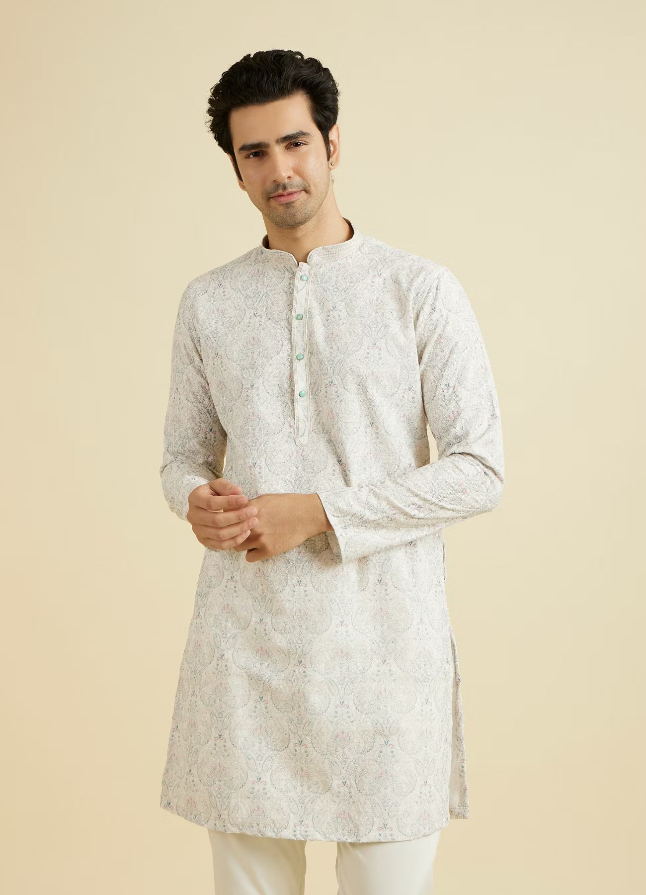 Manyavar Resplendent Creamira Kurta Pajama | Ready To Wear