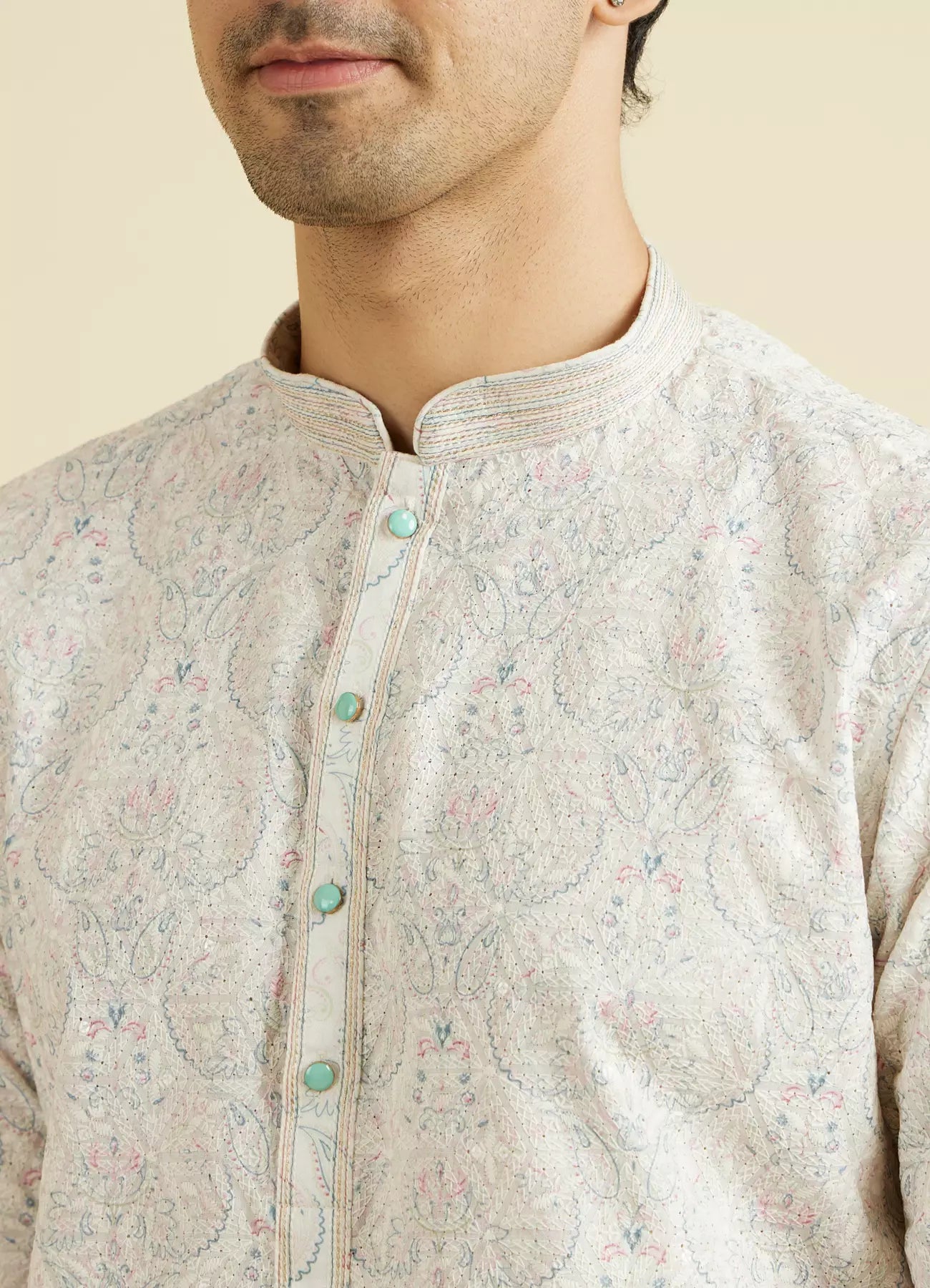 Manyavar Resplendent Creamira Kurta Pajama | Ready To Wear