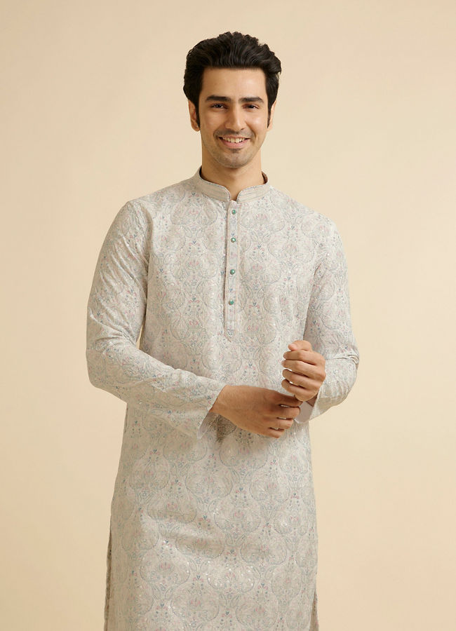 Manyawar Pista Green Chikankari Elegance Kurta Pajama - India shopping