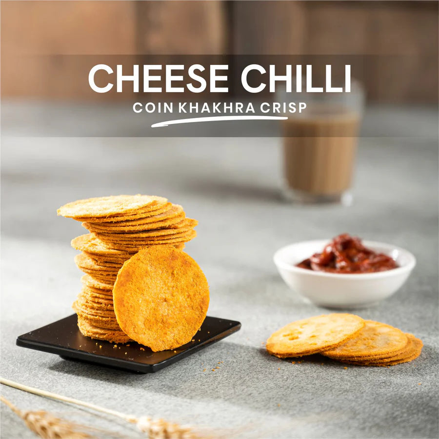 Stuti Wheat Cheese Chilli Coin Khakhra With Schezwan Chutney | 150 gms