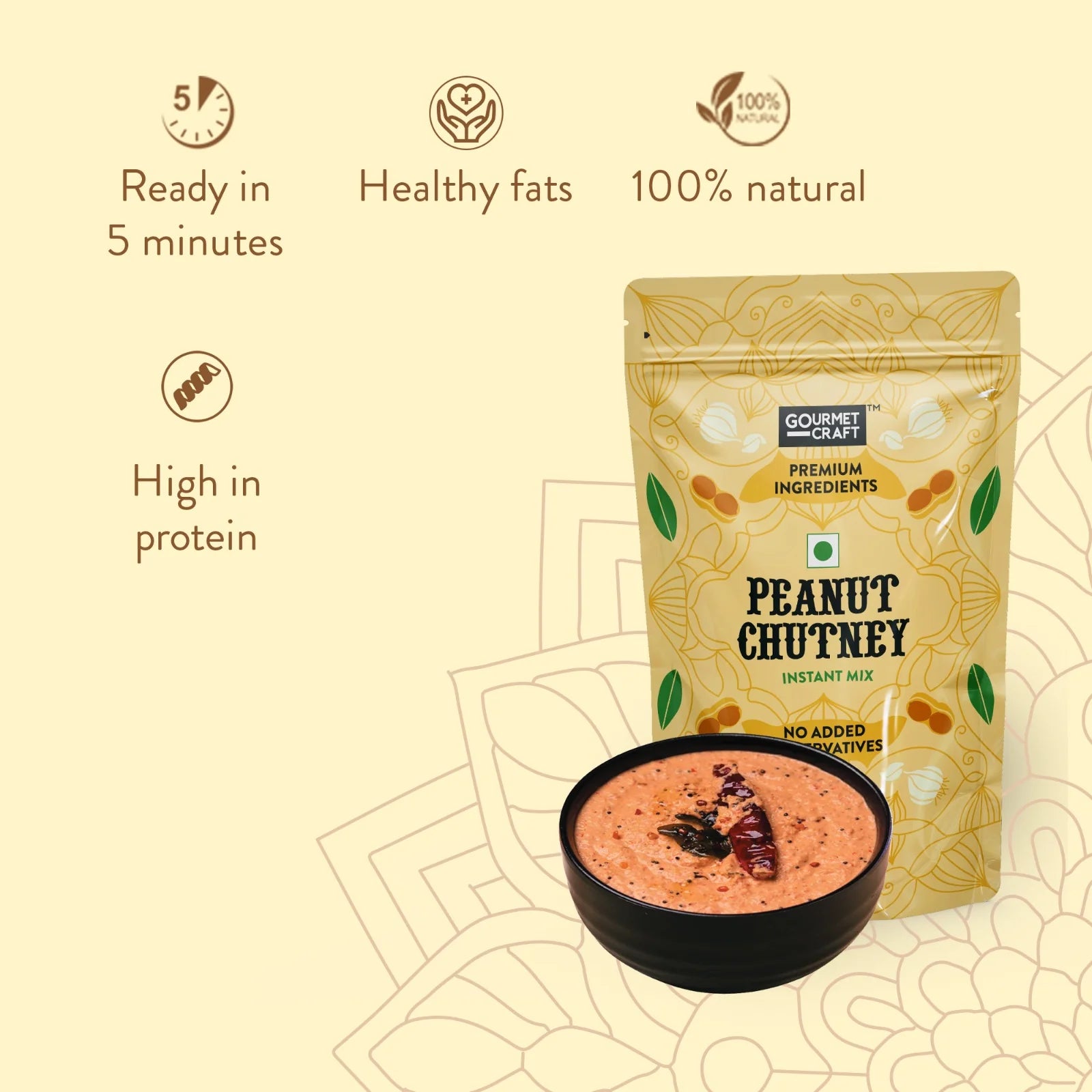 Gourmet Craft Instant Upma Mix & Instant Peanut Chutney Mix Combo (200gm and 150gm)