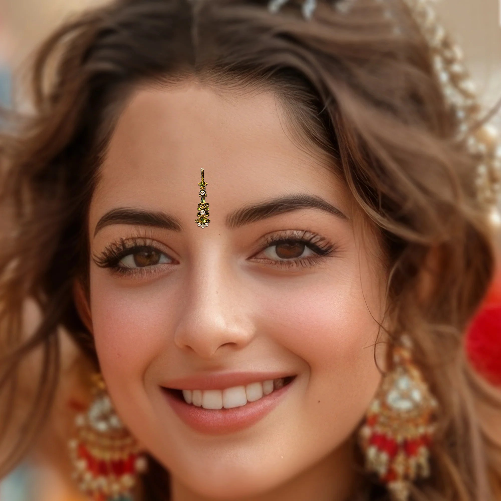 Comet Busters Multicolor Crystal & Diamond Bridal Bindis (30mm)