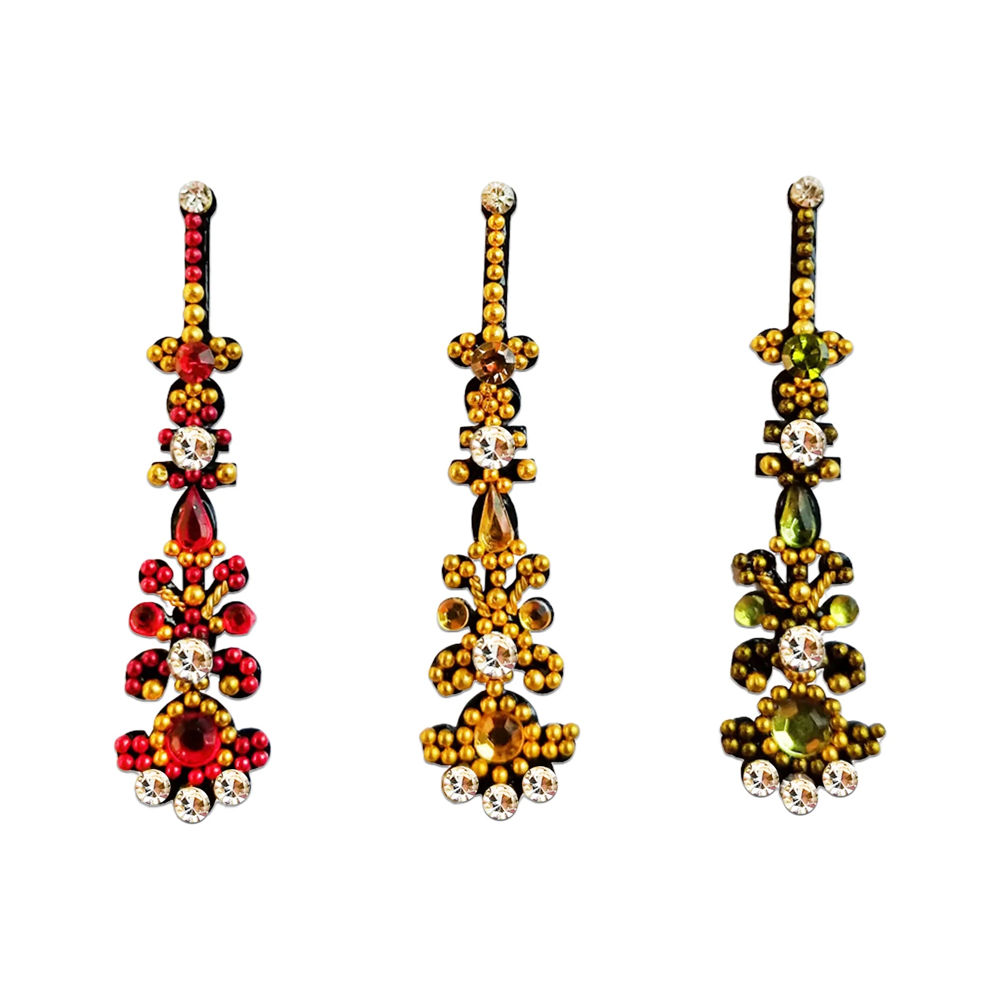Comet Busters Multicolor Crystal & Diamond Bridal Bindis (30mm)