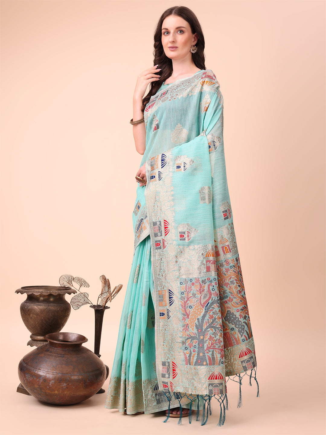 Cottura: Luxe Linen Cotton Drapes Sarees Collection | Ready To Wear SKU: ASLIN1001 to 04