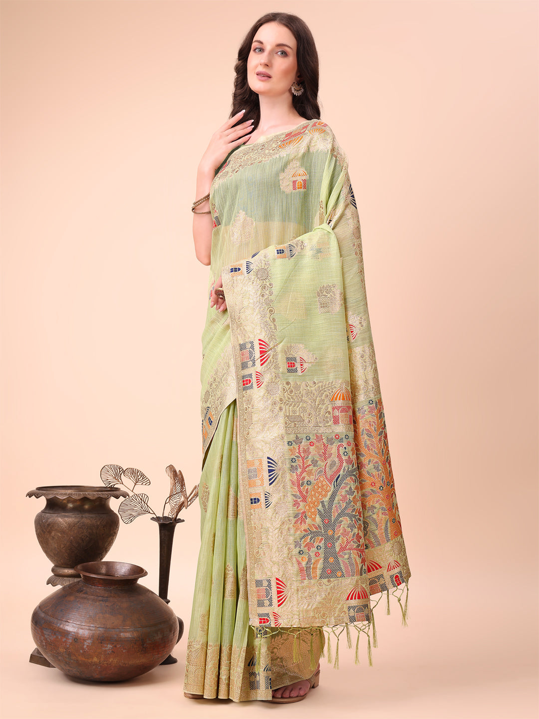Cottura: Luxe Linen Cotton Drapes Sarees Collection | Ready To Wear SKU: ASLIN1001 to 04