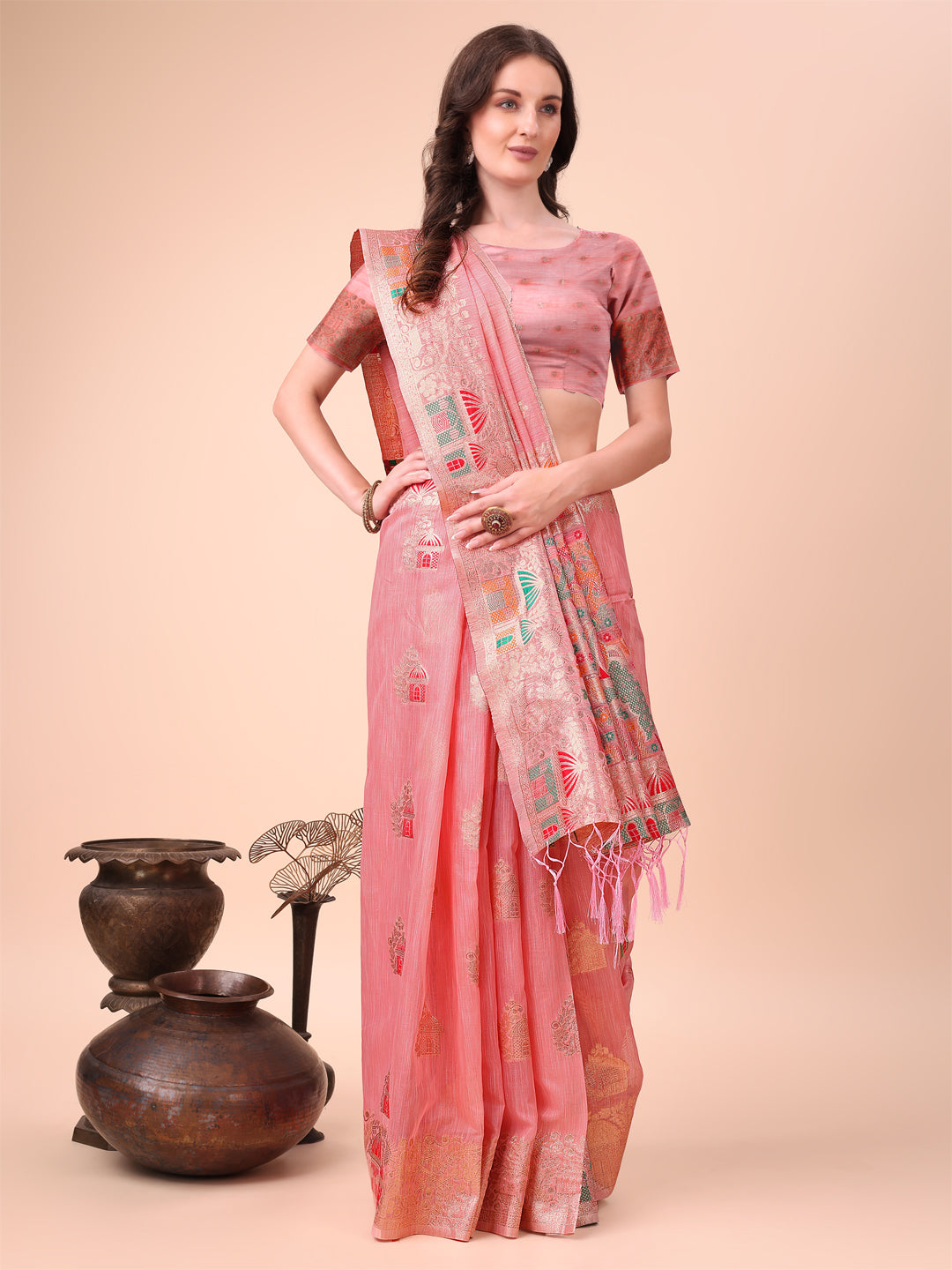 Cottura: Luxe Linen Cotton Drapes Sarees Collection | Ready To Wear SKU: ASLIN1001 to 04