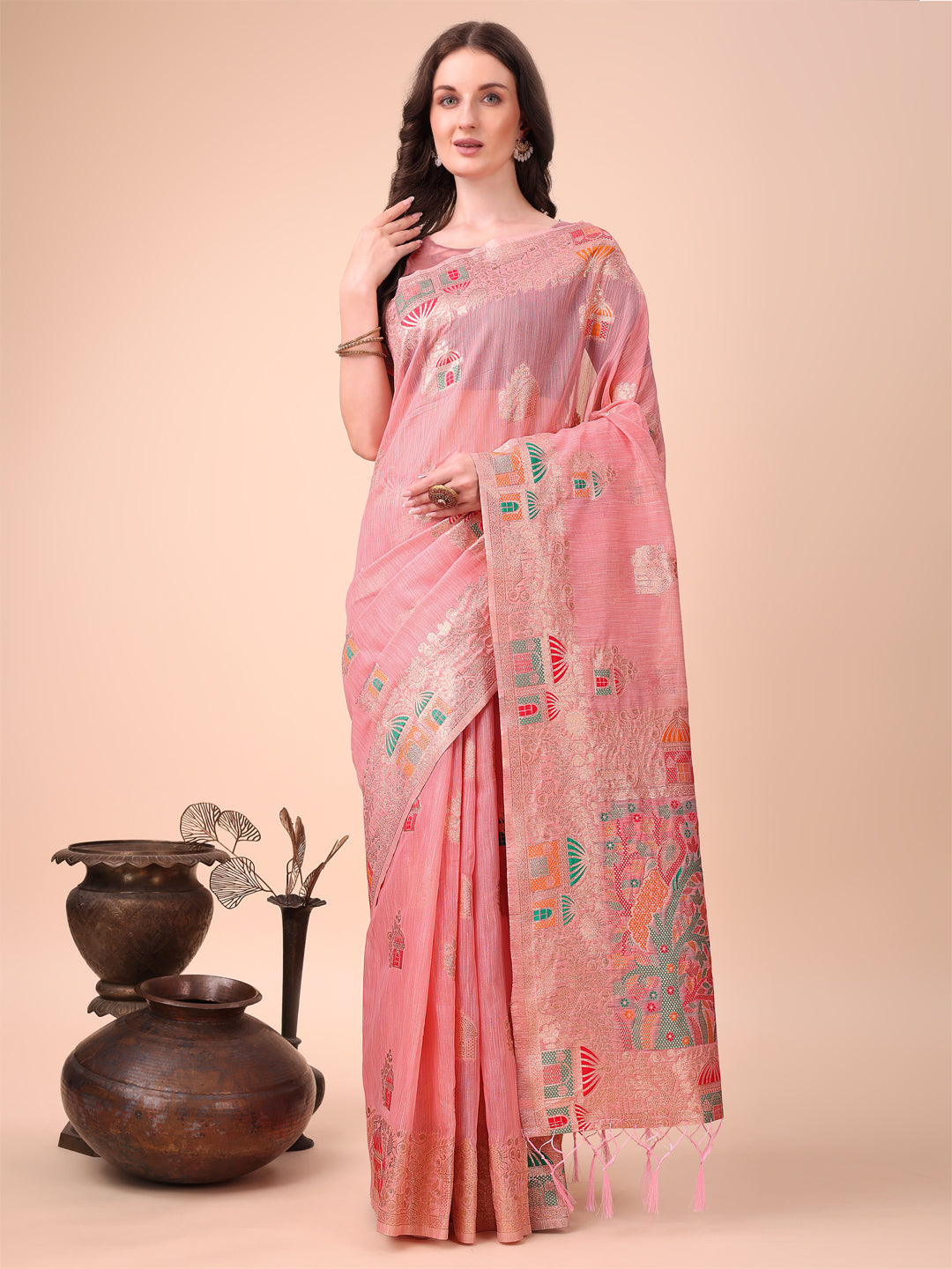 Cottura: Luxe Linen Cotton Drapes Sarees Collection | Ready To Wear SKU: ASLIN1001 to 04
