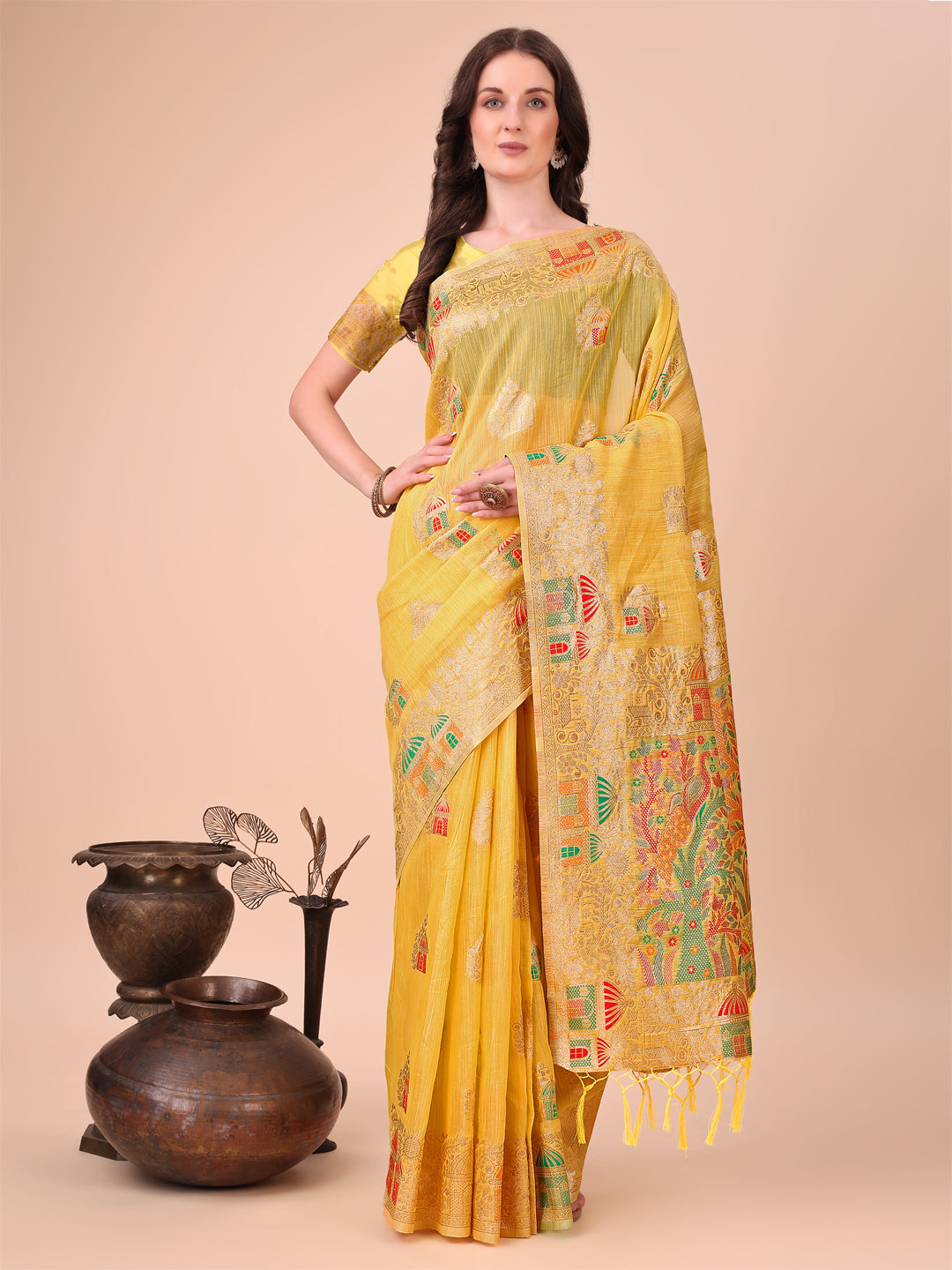 Cottura: Luxe Linen Cotton Drapes Sarees Collection | Ready To Wear SKU: ASLIN1001 to 04
