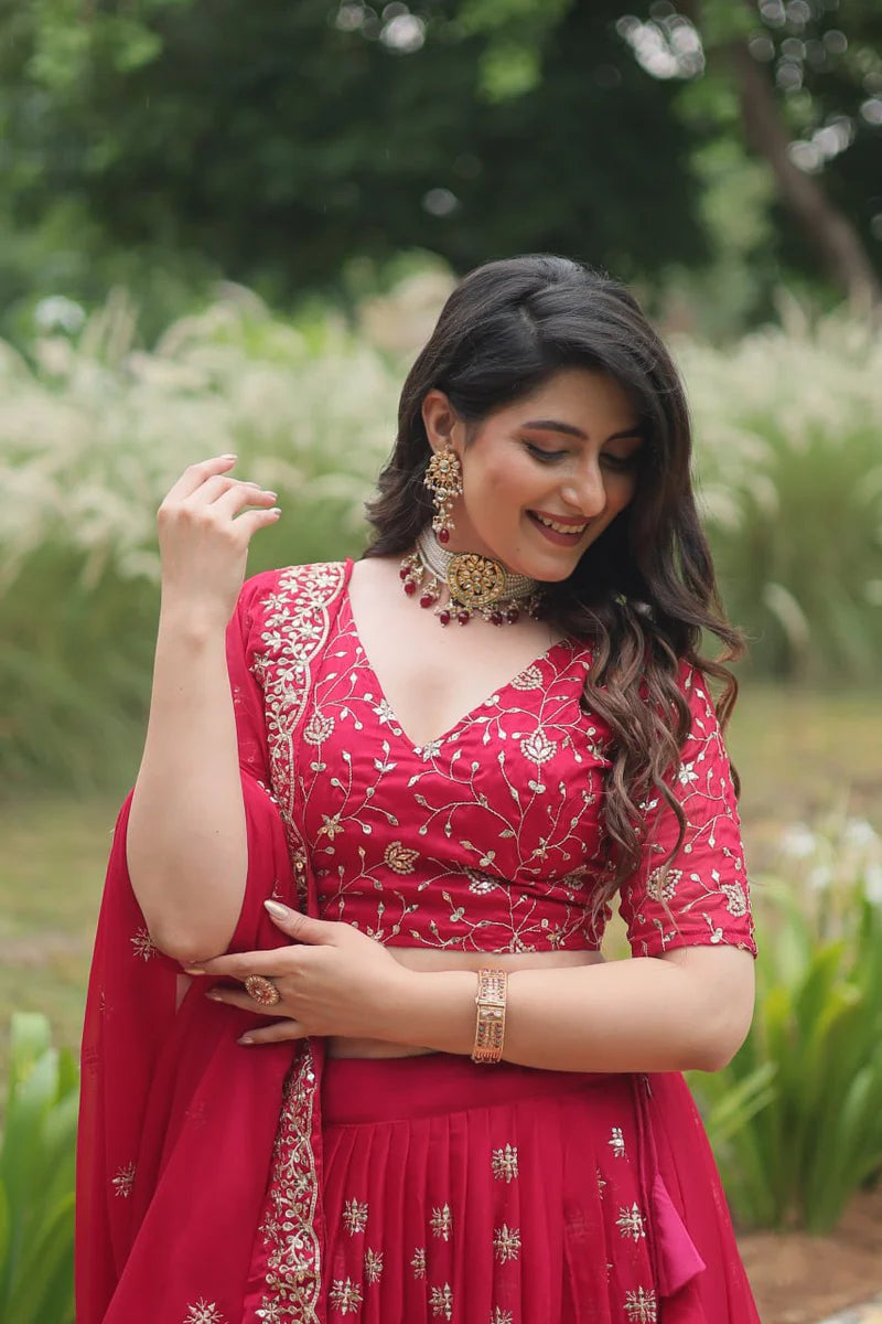 Classic Lehenga Choli With Thread Embroidered Work | Ready To Wear