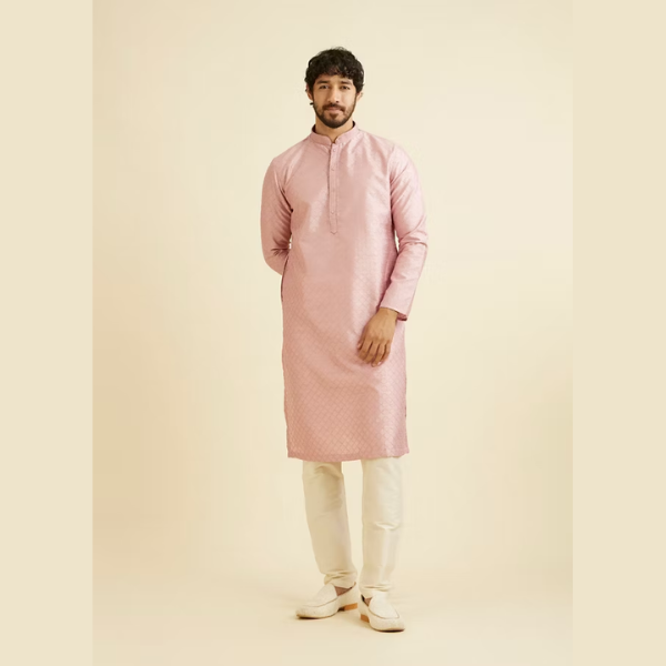 Manyawar Lattice Patterned Kurta Set - India shopping