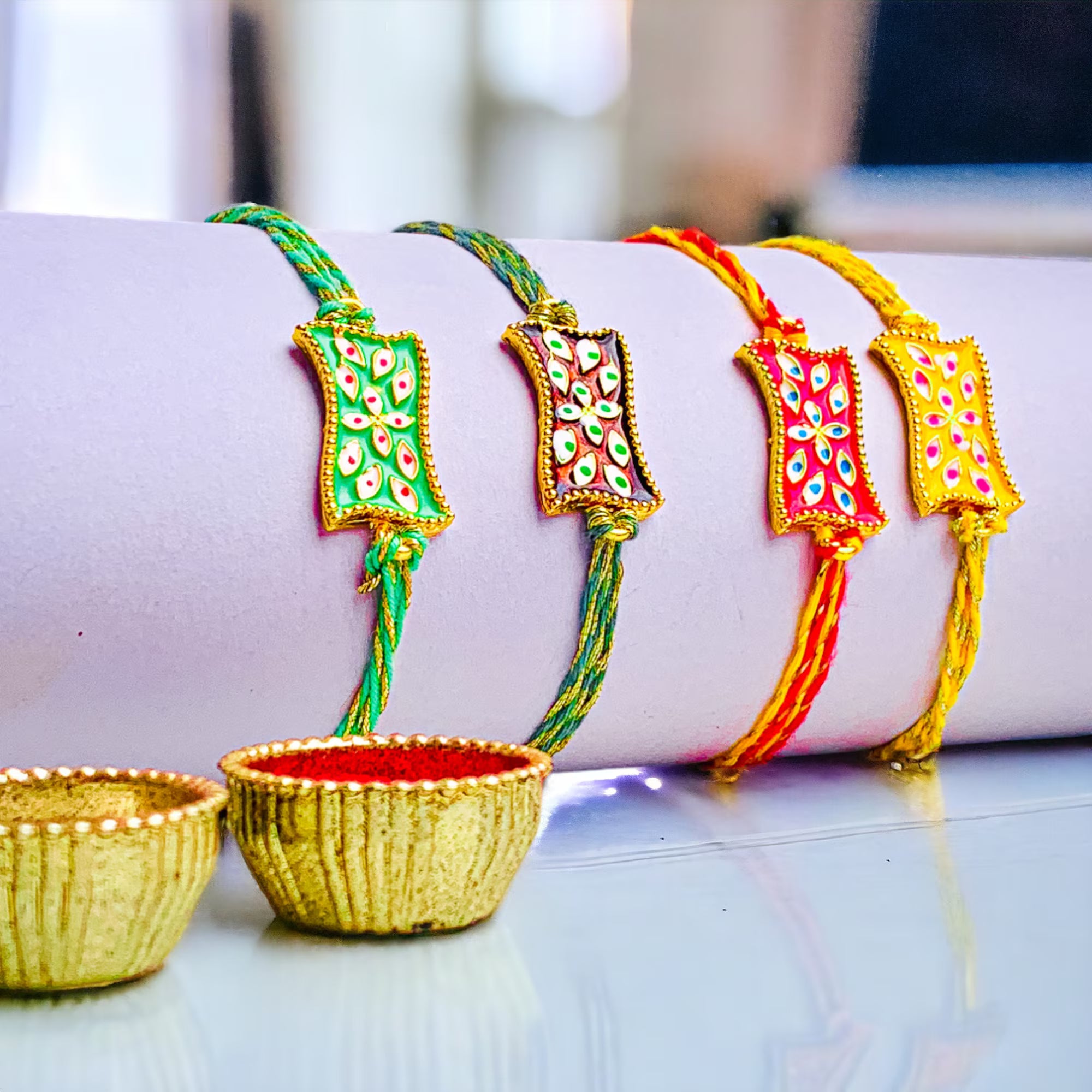 Bhaiya Bhabhi Zardosi Rakhi Set of 4