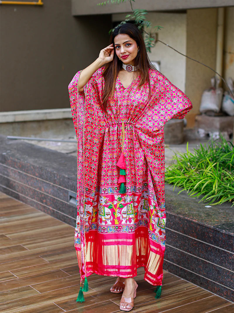 Traditional Kaftan With Digital Print Work | Ready To Wear