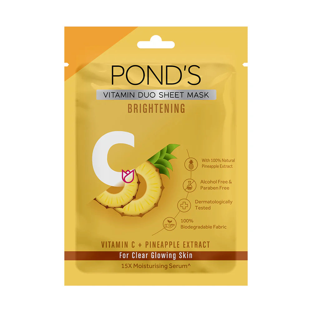 Pond's Vitamin C Brightening Sheet Mask With 100% Natural Pineapple - 25 ml