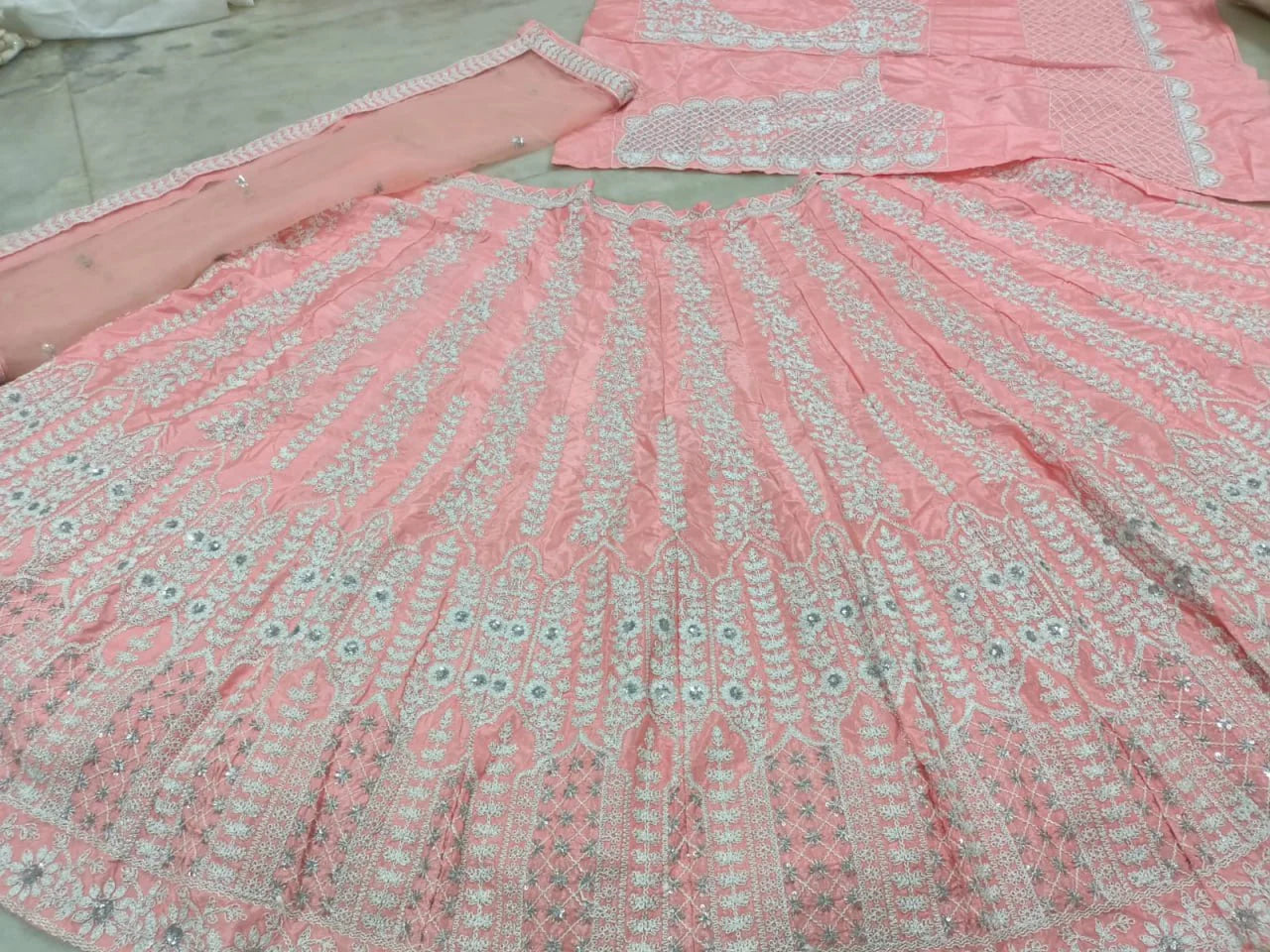 Chinon Silk Lehenga Choli With Thread Work | Ready To Wear