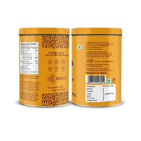 Farmley Dark Choco-Orange Date Bites Burfi + Date Bites Dry Fruit Burfi (No Added Sugar) Combo - 180 gms