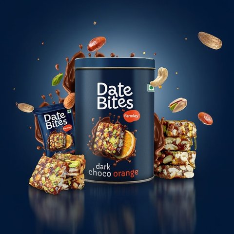 Farmley Dark Choco-Orange Date Bites Burfi + Date Bites Dry Fruit Burfi (No Added Sugar) Combo - 180 gms