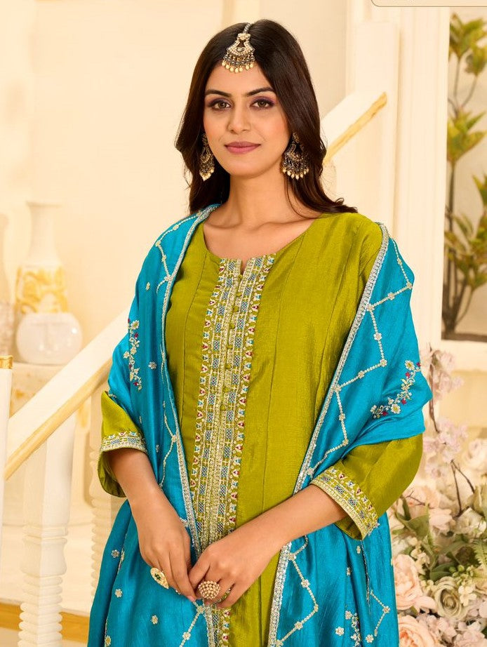 Gorgeous Anarkali 3 Piece Set | Ready To Wear | Embroidered Kurta with Heavy Daman & Dupatta