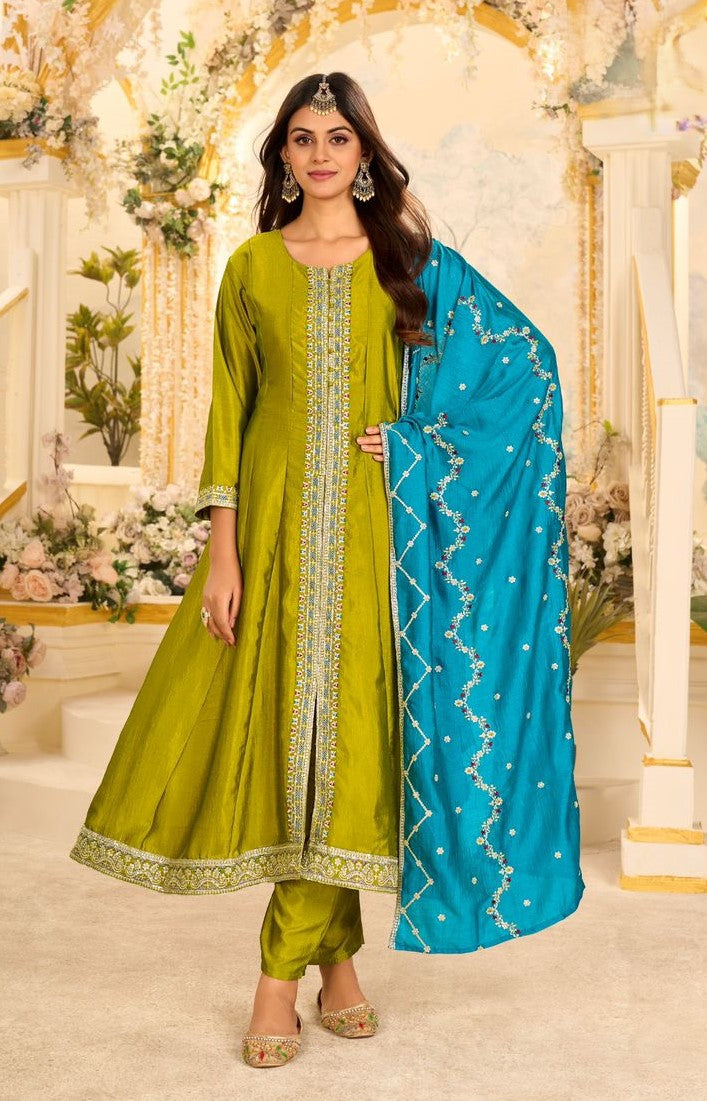 Gorgeous Anarkali 3 Piece Set | Ready To Wear | Embroidered Kurta with Heavy Daman & Dupatta