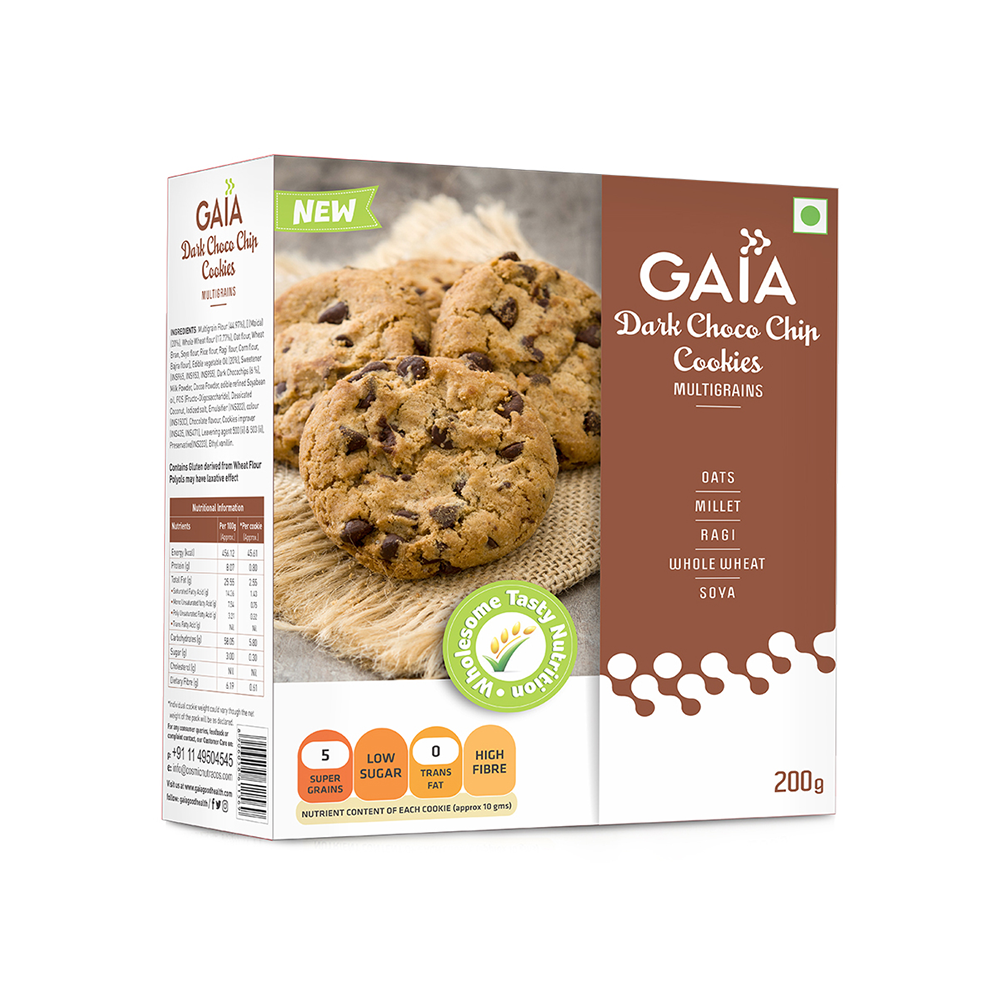 Gaia Dark Choco Chip Cookies | 400 gms