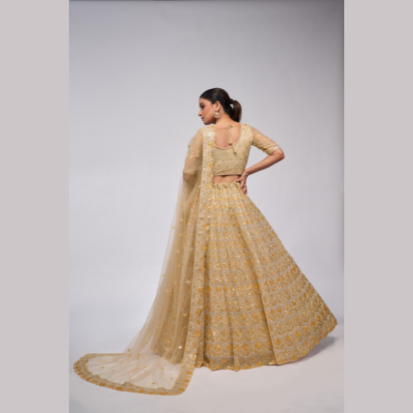 The Golden Dazzling Lehenga Perfect For The Contemporary Bride Lehenga Choli - India shopping