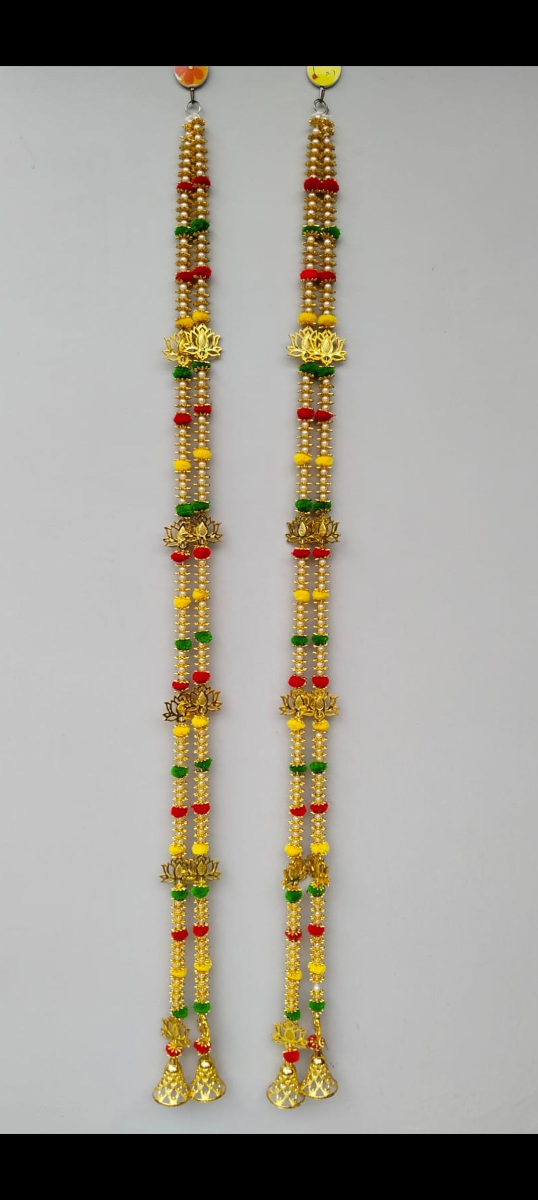 Handcrafted Golden Beads Long Hanging Toran for Home Festival Décor