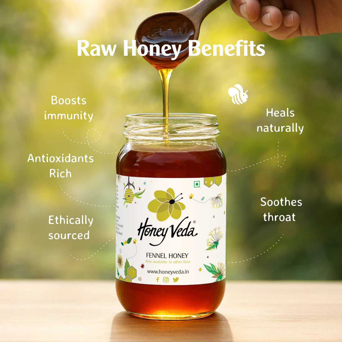 Honey Veda Fennel Farm Honey - 500 gms