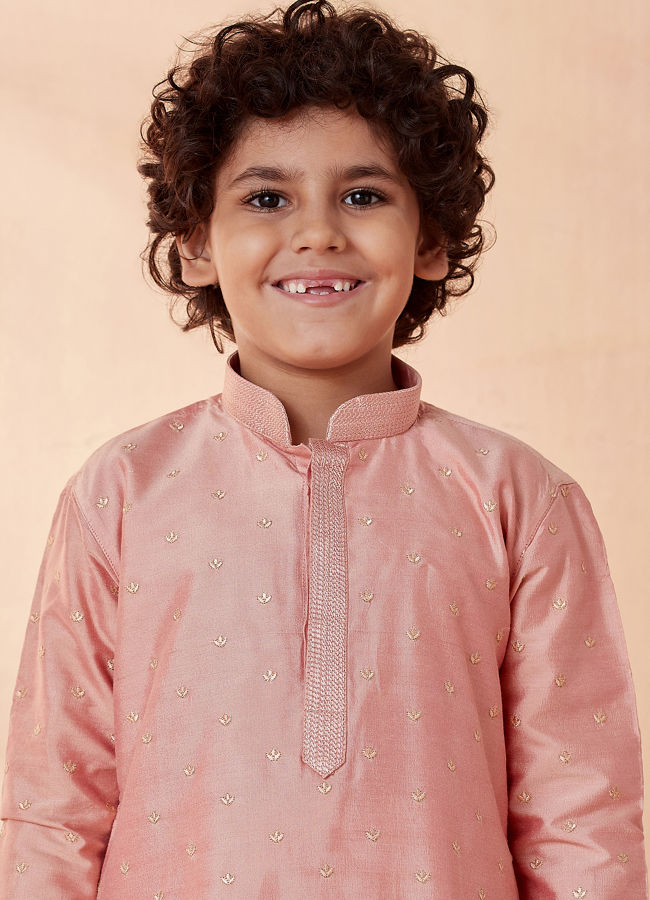 Manyavar Boys Gajari Self Motif Kurta Set - India shopping