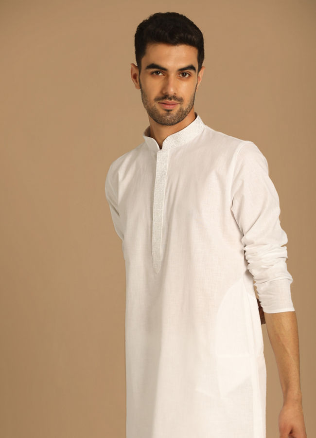 Manyawar Pristine White Kurta Set - India shopping