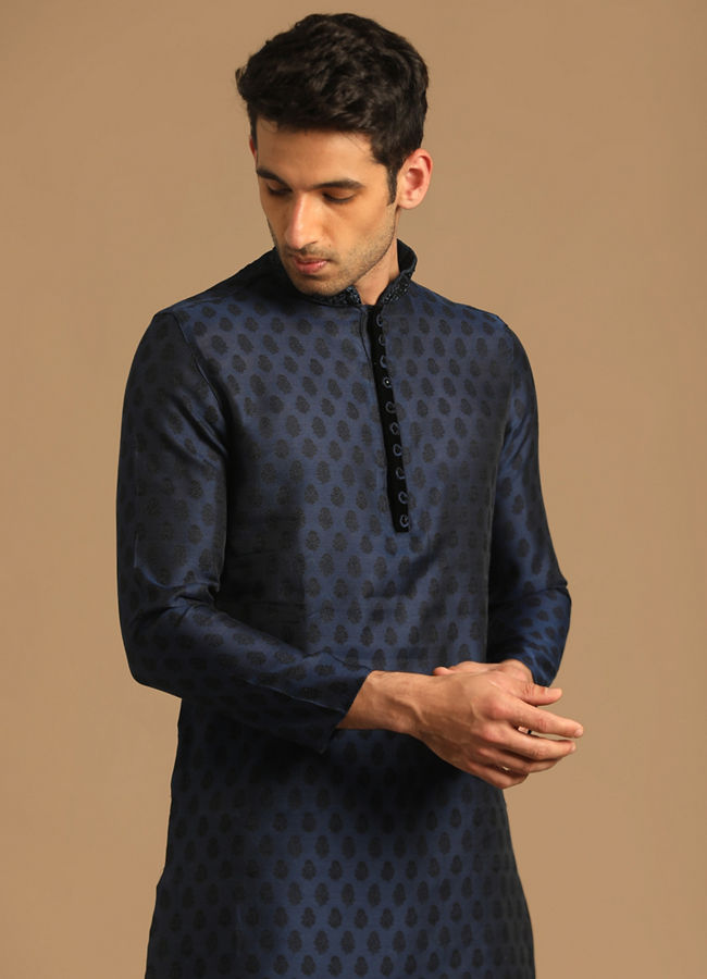 Manyawar Sublime Blue Kurta Set - India shopping