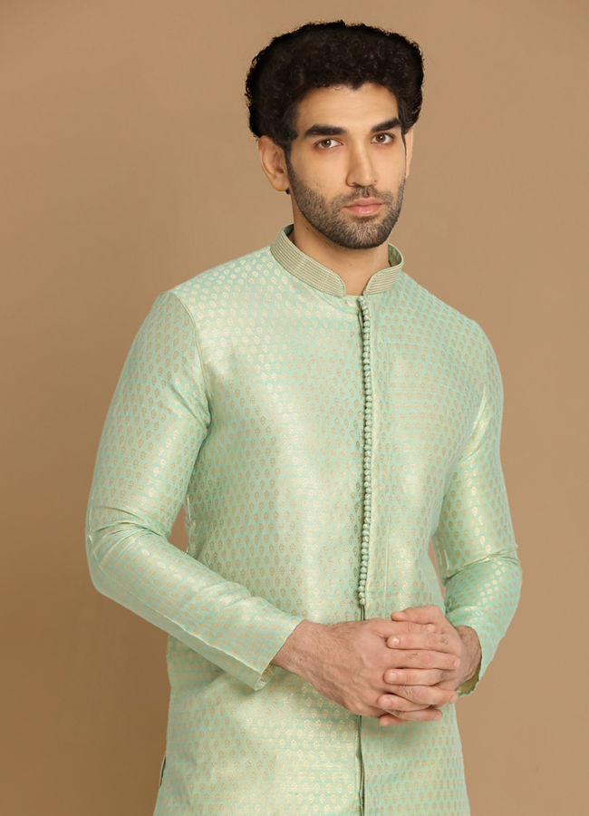 Manyawar Subtle Light Green Kurta Pajama - India shopping