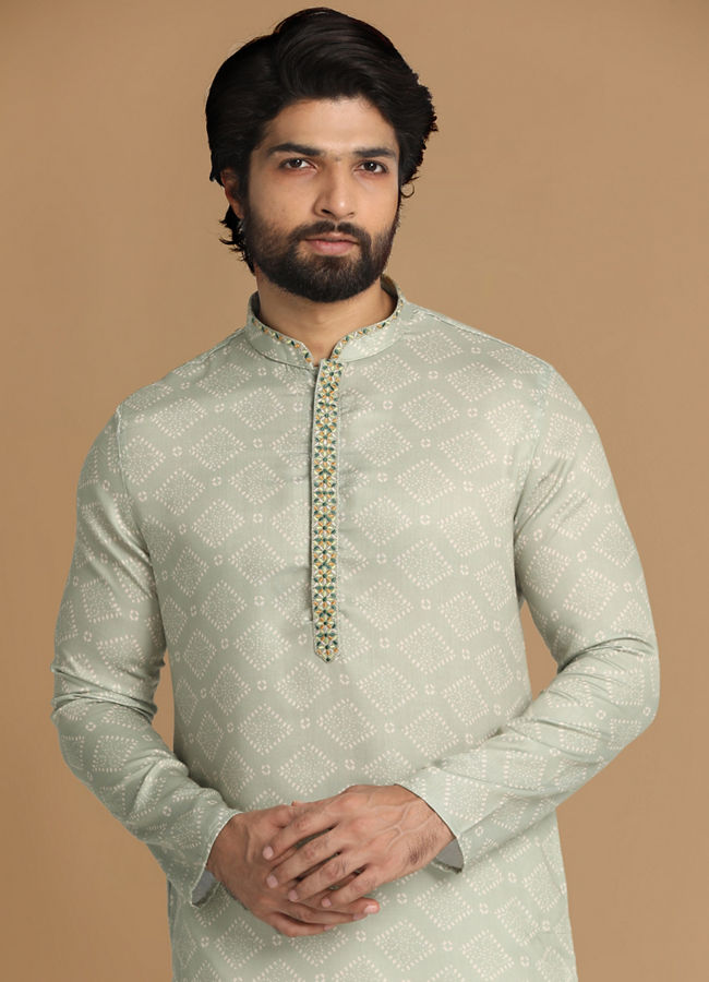Manyawar Subtle Green Kurta Pajama - India shopping