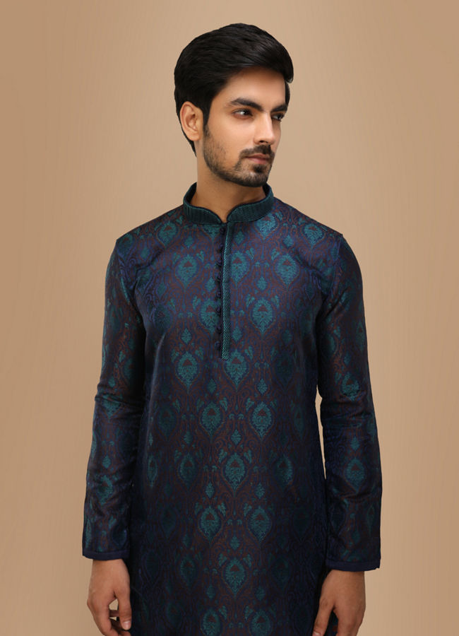 Manyawar Fashionable Designer Blue Kurta Set - India shopping