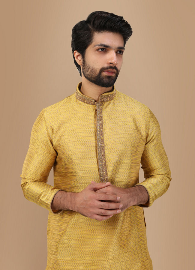 Manyawar Vivacious Orange Kurta Set - India shopping