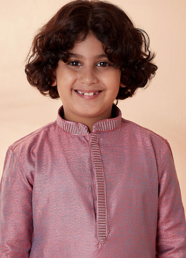 Manyavar Boys Carnation Pink Kurta Set - India shopping