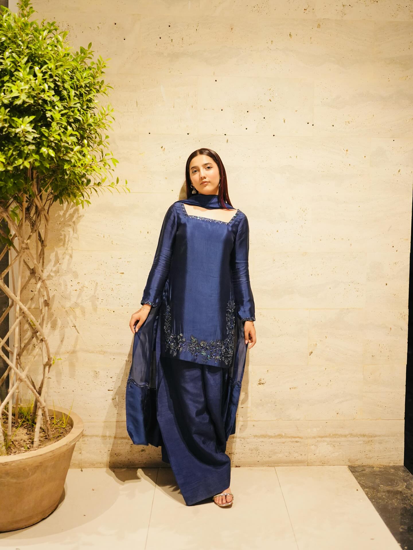 Blue Kurta Dupatta Set With Sequence Work | Ready To Wear