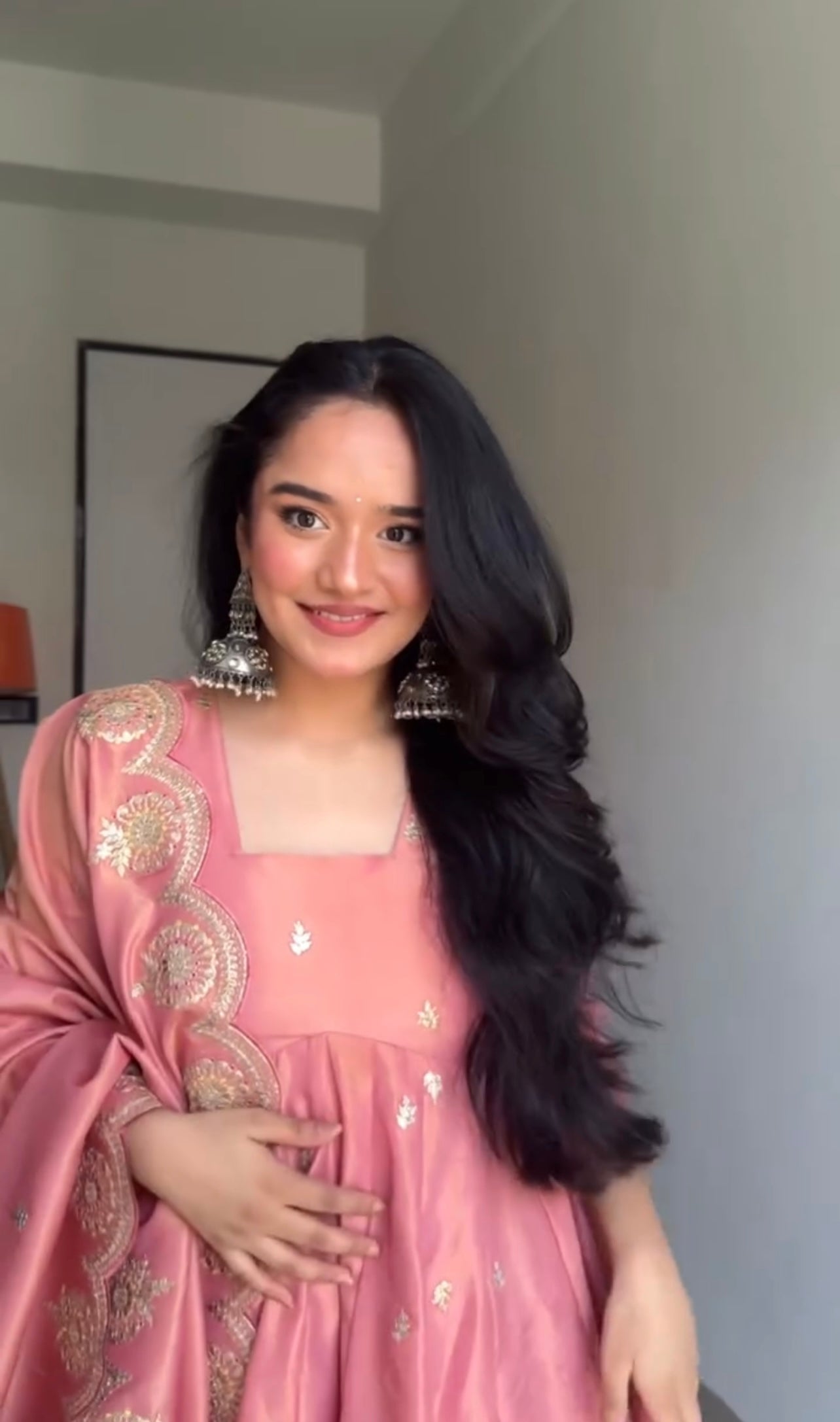 Pink Kurta Dupatta Set With Sequence Work | Ready To Wear