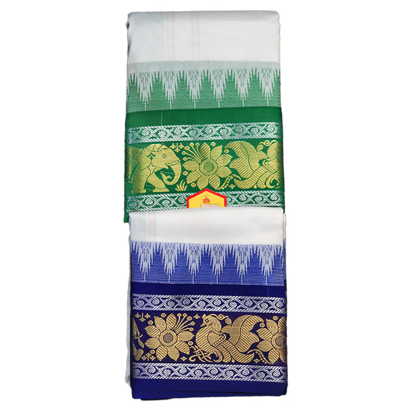 Premium Big Bangalore Border With Jod Silk White Dhoti