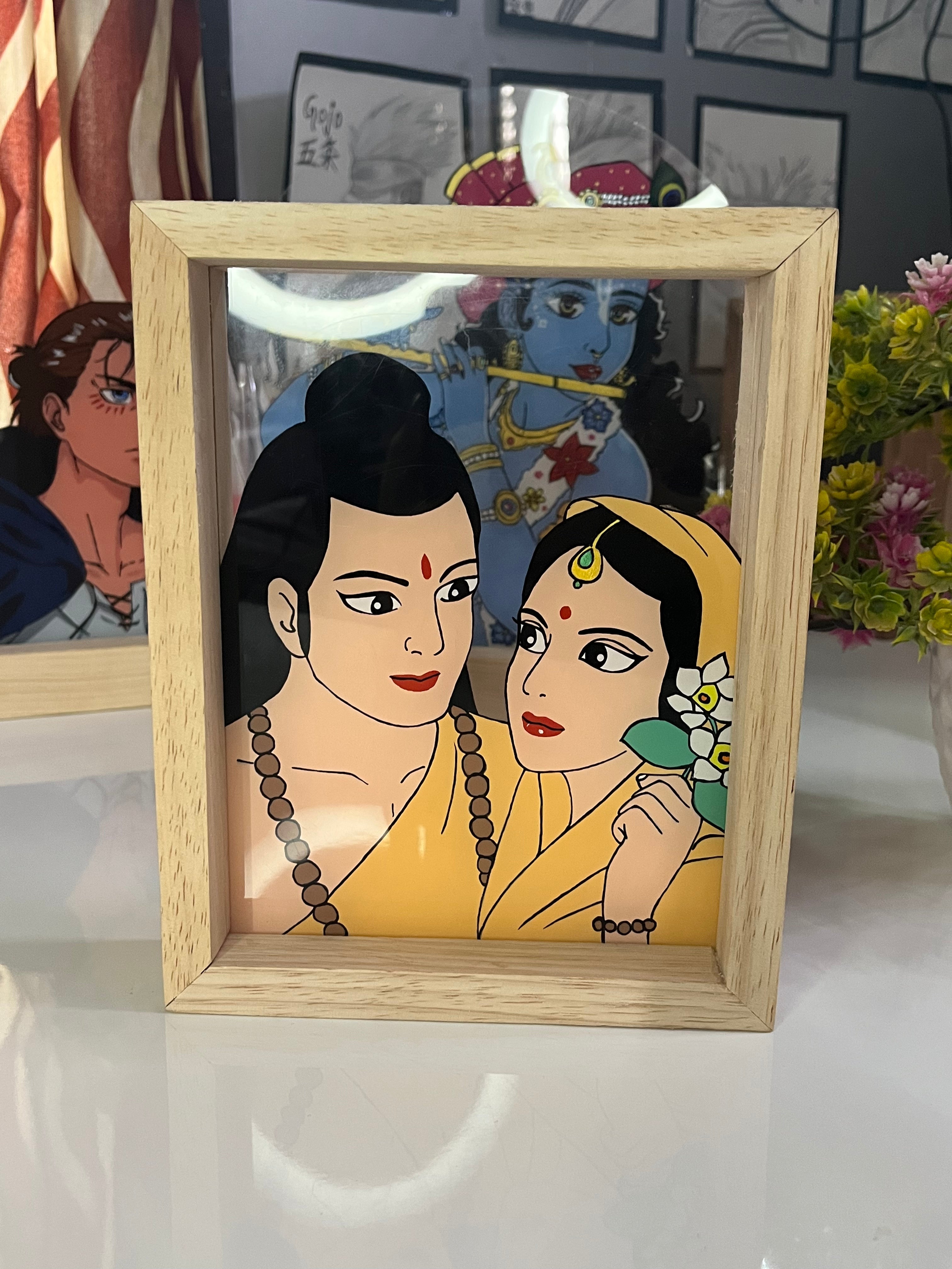 Ram Sita Glass painting - India shopping