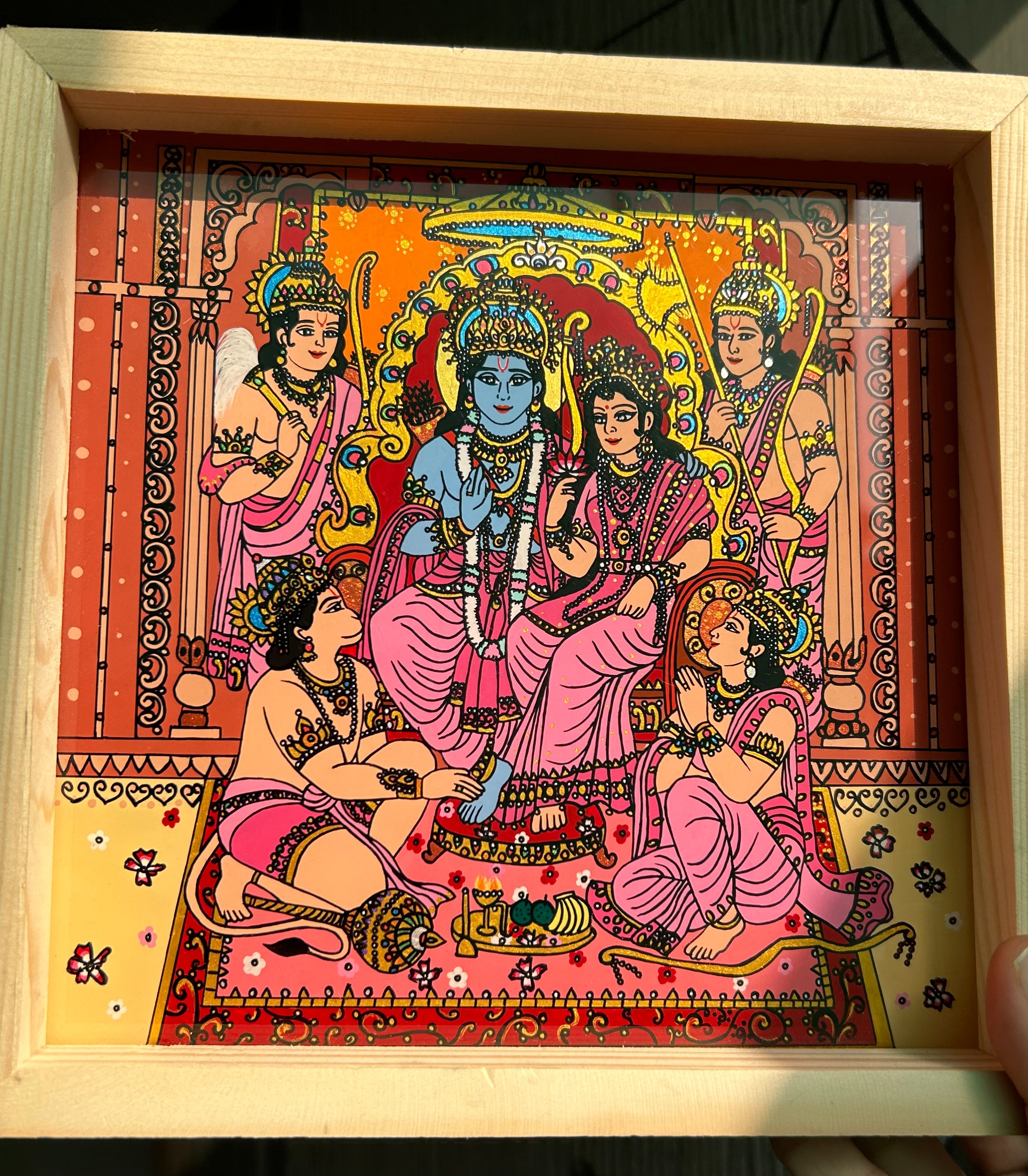 Ram Darbar Glass painting - India shopping