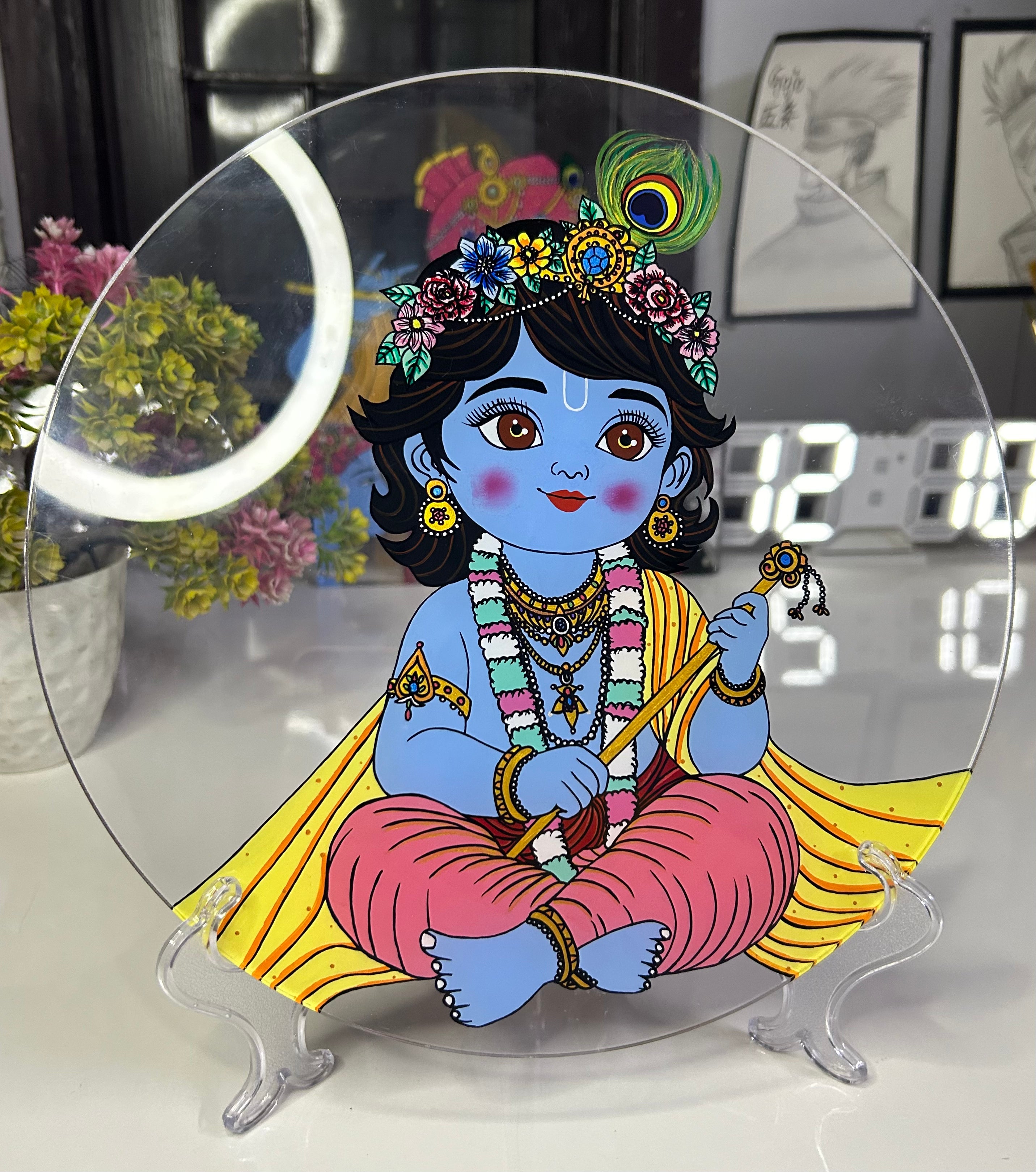 Baby Kanha Glass painting - India shopping