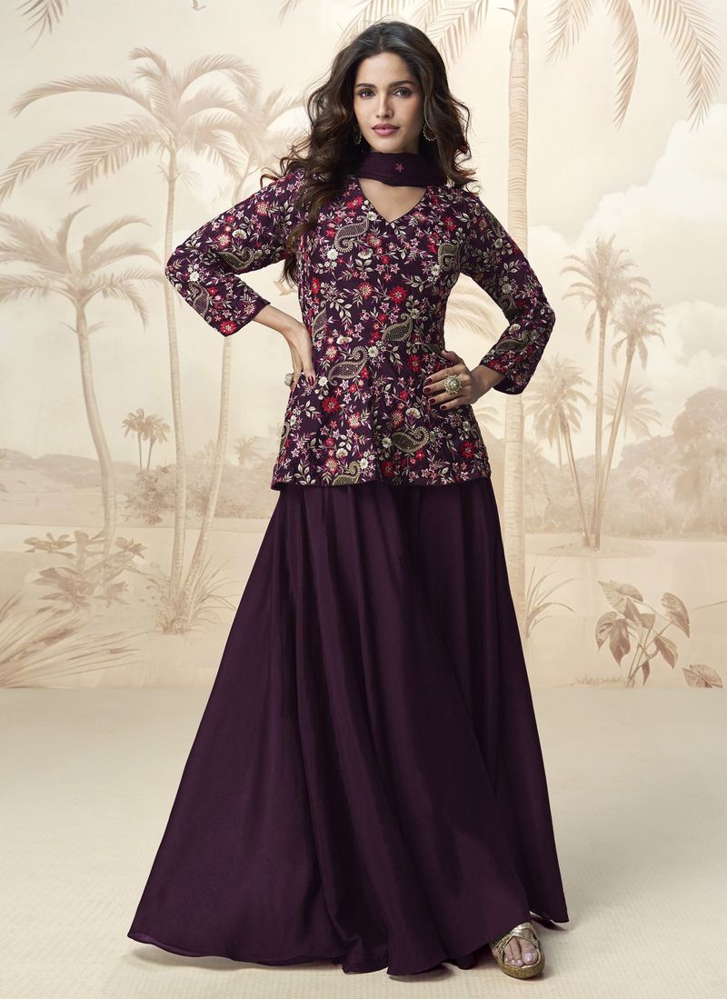 Crepe Silk Suit With Embroidery Work | Ready To Wear